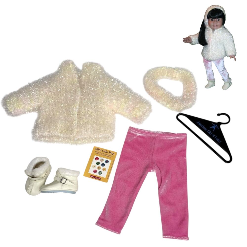 American Girl Snowball Outfit Pleasant Co Sweater Leggings Boots Headband Hanger